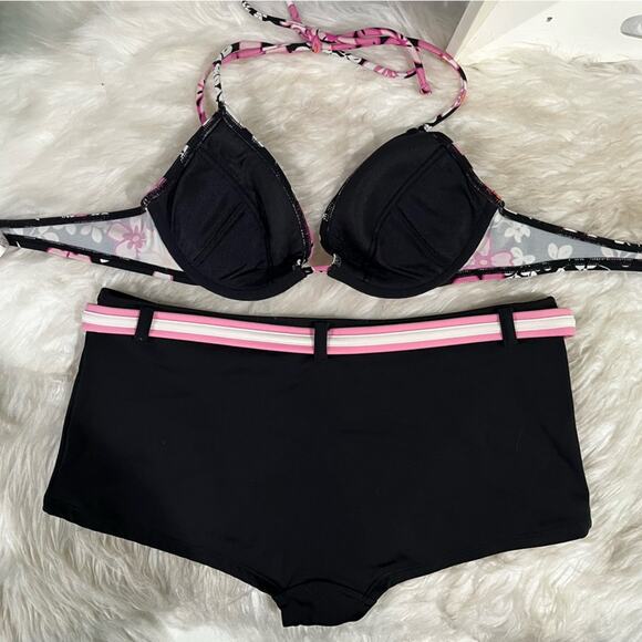 Victoria’s Secret Tropical Floral Push-Up Bikini Top Cheeky Boy Short Swimsuit M - Picture 4 of 14